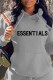 Grey Casual Print Letter Hooded Collar Tops