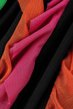 Black Sexy Solid Patchwork Stringy Selvedge V Neck Pencil Skirt Dresses