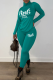 Peacock Blue Casual Print Patchwork Turtleneck Long Sleeve Two Pieces