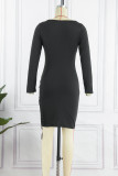 Purple Street Print Patchwork Draw String Fold Asymmetrical Square Collar Irregular Dress Dresses