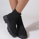 Black Casual Daily Patchwork Solid Color Round Keep Warm Comfortable Shoes
