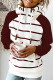Red White Casual Print Patchwork Hooded Collar Tops