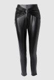 Black Casual Solid Patchwork Skinny High Waist Pencil Solid Color Bottoms
