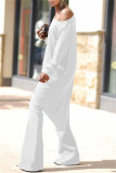 Orange Casual Solid Patchwork Asymmetrical Oblique Collar Long Sleeve Two Pieces