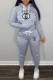 Light Gray Casual Print Letter Hooded Collar Long Sleeve Two Pieces