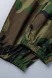 Camouflage Casual Print Camouflage Print Patchwork High Waist Straight Full Print Bottoms