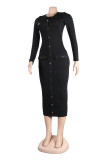 Red Casual Solid Patchwork Turndown Collar Long Sleeve Dresses