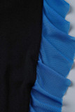 Black Sexy Solid Patchwork Stringy Selvedge V Neck Pencil Skirt Dresses
