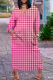 Pink Casual Street Print Patchwork V Neck Straight Dresses