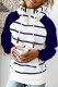 Blue White Casual Print Patchwork Hooded Collar Tops