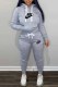 Light Gray Casual Print Letter Hooded Collar Long Sleeve Two Pieces