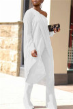 Orange Casual Solid Patchwork Asymmetrical Oblique Collar Long Sleeve Two Pieces