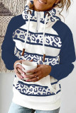 Red Casual Print Patchwork Hooded Collar Tops