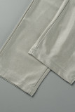 Grey Sexy Solid Patchwork Backless Halter Skinny Jumpsuits