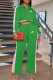 Green Street Print Patchwork Turndown Collar Long Sleeve Two Pieces
