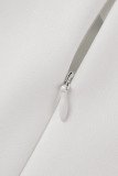 White Elegant Solid Patchwork Flounce O Neck Straight Jumpsuits