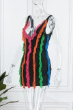 Black Sexy Solid Patchwork Stringy Selvedge V Neck Pencil Skirt Dresses