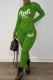 Green Casual Print Patchwork Turtleneck Long Sleeve Two Pieces