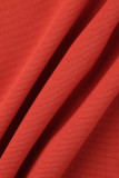 Red Elegant Solid Patchwork Flounce O Neck Evening Dress Dresses