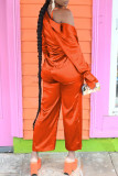 Pink Casual Solid Patchwork Turndown Collar Long Sleeve Three-piece Set
