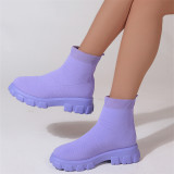 Purple Casual Daily Patchwork Solid Color Round Keep Warm Comfortable Shoes
