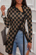 Black Casual Print Patchwork Slit V Neck Tops