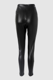 Black Casual Solid Patchwork Skinny High Waist Pencil Solid Color Bottoms
