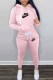 Pink Casual Print Letter Hooded Collar Long Sleeve Two Pieces