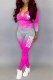 Pink Casual Print Letter Hooded Collar Long Sleeve Two Pieces