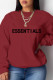 Red Casual Print Letter O Neck Tops