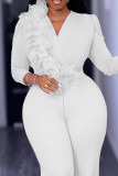 Red Elegant Solid Patchwork Appliques V Neck Jumpsuits