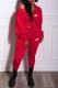 Red Casual Print Letter Hooded Collar Long Sleeve Two Pieces