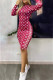 Red Sexy Print Letter O Neck One Step Skirt Dresses