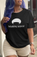 Black Casual Street Print Patchwork Letter O Neck T-Shirts