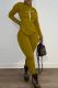 Yellow Casual Print Patchwork Turtleneck Long Sleeve Two Pieces