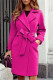 Rose Red Casual Solid Cardigan Turndown Collar Outerwear