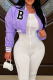 Purple Street Print Buckle Cardigan Collar Outerwear