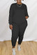 Black Casual Solid Patchwork O Neck Long Sleeve Two Pieces