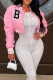 Pink Street Print Buckle Cardigan Collar Outerwear