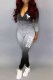 Black Casual Print Letter Hooded Collar Long Sleeve Two Pieces