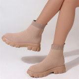 Apricot Casual Daily Patchwork Solid Color Round Keep Warm Comfortable Shoes