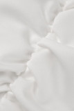 White Elegant Solid Patchwork Flounce O Neck Straight Jumpsuits