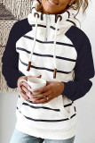 Red Casual Print Patchwork Hooded Collar Tops