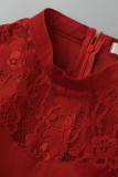 Red Sexy Solid Patchwork Half A Turtleneck Evening Dress Dresses