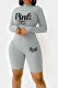 Grey Street Print Patchwork Turtleneck Skinny Rompers