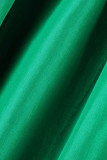 Green Elegant Solid Patchwork Flounce O Neck Evening Dress Dresses