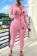 Pink Casual Print Letter Hooded Collar Long Sleeve Two Pieces