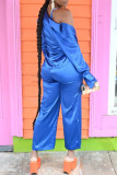 Pink Casual Solid Patchwork Turndown Collar Long Sleeve Three-piece Set