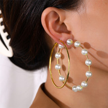 Gold Casual Daily Simplicity Solid Patchwork Pearl Earrings (Three Pairs)
