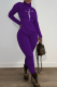 Purple Casual Print Patchwork Turtleneck Long Sleeve Two Pieces